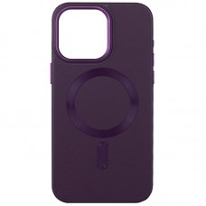 Шкіряний чохол Bonbon Leather Metal Style with MagSafe для Apple iPhone 14 (6.1") Фіолетовий / Dark Purple