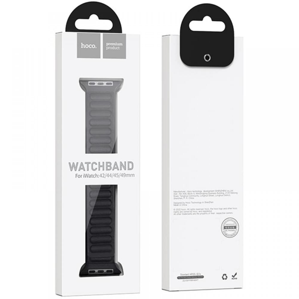 Ремінець Hoco WA23 Original series leather chain magnetic strap для Apple watch 42(ser.1-3)/44/45/49m Black
