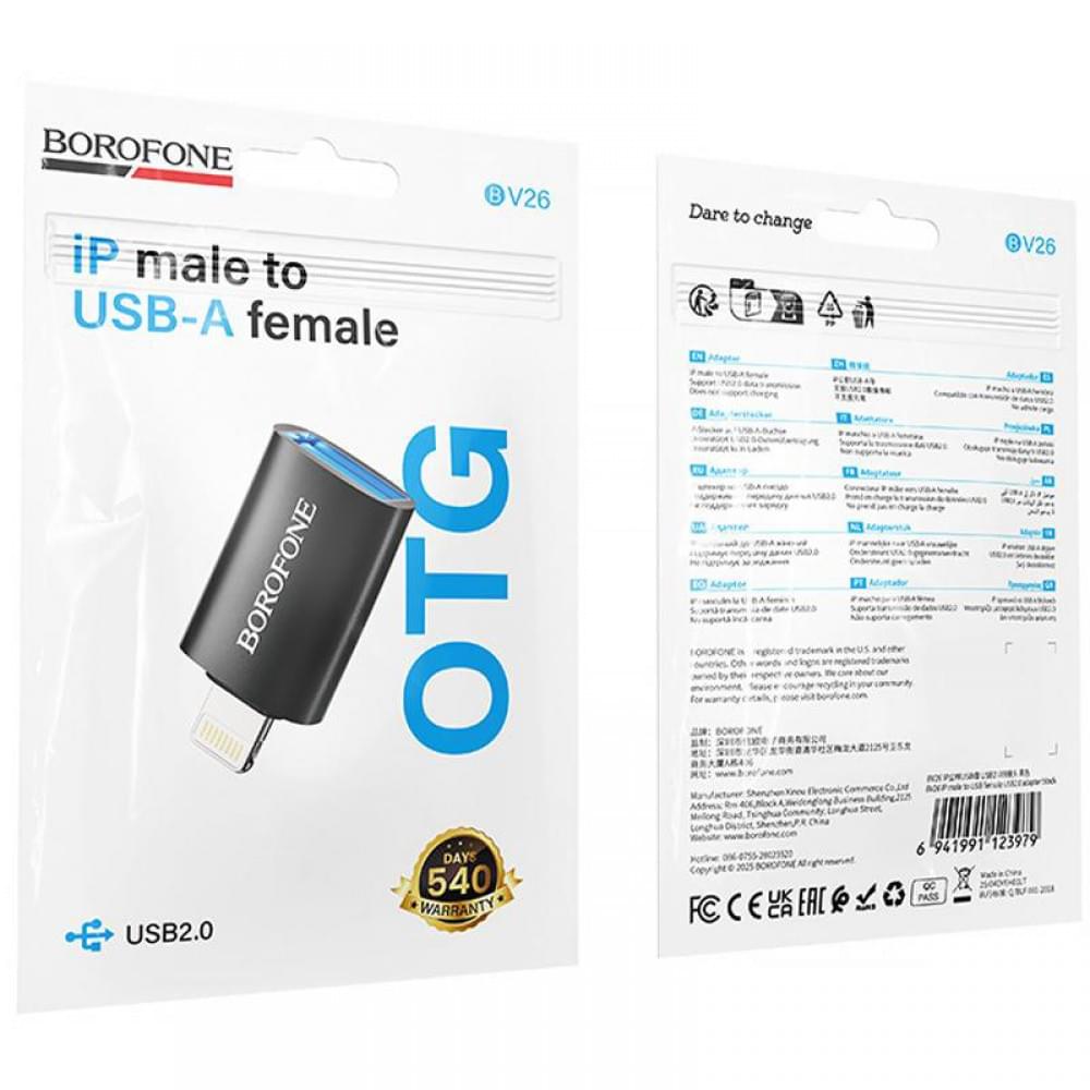 Перехідник Borofone BV26 Lightning Male to USB Female USB2.0 Black