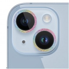 Защитное стекло Metal Sparkles на камеру (в упак.) для Apple iPhone 15 (6.1") / 15 Plus (6.7")