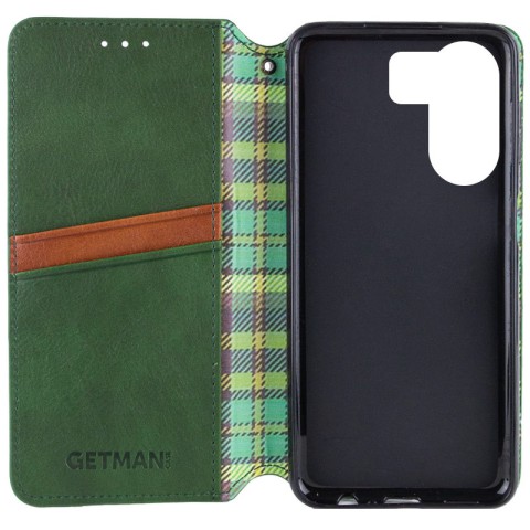 Шкіряний чохол-книжка GETMAN Cubic (PU) для Xiaomi Redmi 13C / Poco C65 Зелений
