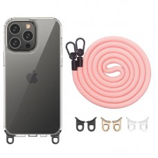 Чохол TPU Transparent with Straps для Apple iPhone 12 Pro / 12 (6.1") Light Pink