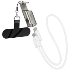 Дата кабель Hoco X126 Experto Type-C to Type-C 60W + Phone Holder & Lanyard (0.35m) Light Gray