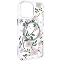 TPU+PC чохол Clear Garden with MagSafe для Apple iPhone 16 (6.1") White Gardenia