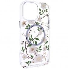 TPU+PC чохол Clear Garden with MagSafe для Apple iPhone 16 (6.1") White Gardenia
