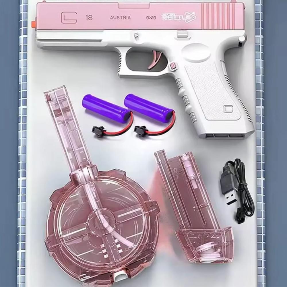 Водяний акумуляторний пістолет Glock Water Gun (250ml) with lithium battery Pink