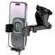 Автотримач з БЗП Hoco HW32 Crown push-type (center console) Black / Metal gray