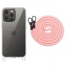 Чохол TPU Transparent with Straps для Apple iPhone 12 Pro / 12 (6.1") Light Pink