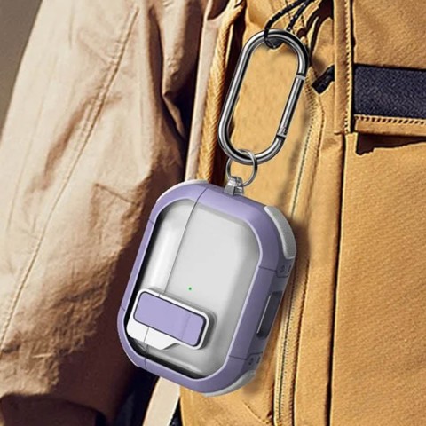 Футляр протиударний Locking Button для навушників Airpods Pro Light Purple