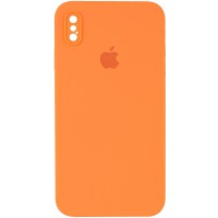 Чохол Silicone Case Square Full Camera Protective (AA) для Apple iPhone X / XS (5.8") Помаранчевий / Papaya