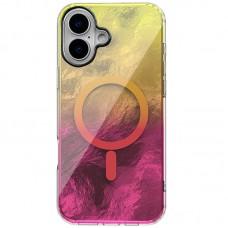 Чохол TPU Shiny Mountain (MagFit) для Apple iPhone 16 (6.1") Yellow / Pink