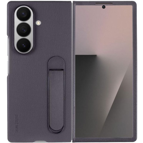 Шкіряний чохол Leather Case (AAA) with stand для Samsung Galaxy Z Fold7 Gray