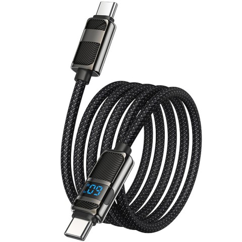 Дата кабель Hoco U137 Line with display Type-C to Type-C 60W (1.2m) Black