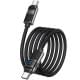 Дата кабель Hoco U137 Line with display Type-C to Type-C 60W (1.2m) Black