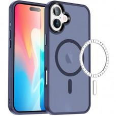 TPU+PC чохол Metal Buttons with MagSafe Colorful для Apple iPhone 16 Plus (6.7") Синій