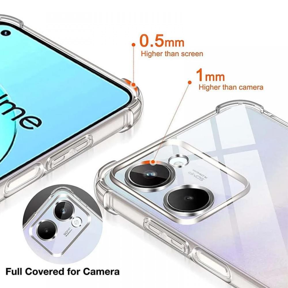 TPU чохол GETMAN Ease logo посилені кути Full Camera для Realme C33 Безбарвний (прозорий)