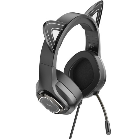 Накладні навушники Hoco W107 Cute cat (USB+3.5mm/2m) Phantom Cat