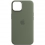 Чохол Silicone case (AAA) full with Magsafe and Animation для Apple iPhone 14 (6.1") Зелений / Olive