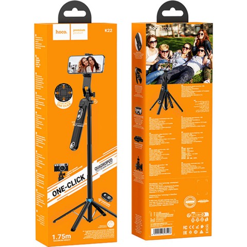 Монопод для селфі Hoco K22 трипод + знімний BT пульт Black