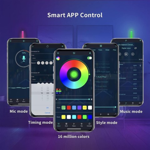 Настінний світильник Lines SAL-013B Bluetooth USB interface with app (6+2 pcs) White