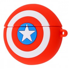 Силіконовий футляр Marvel & DC series для навушників AirPods Pro + кільце Капітан Америка / Червоний