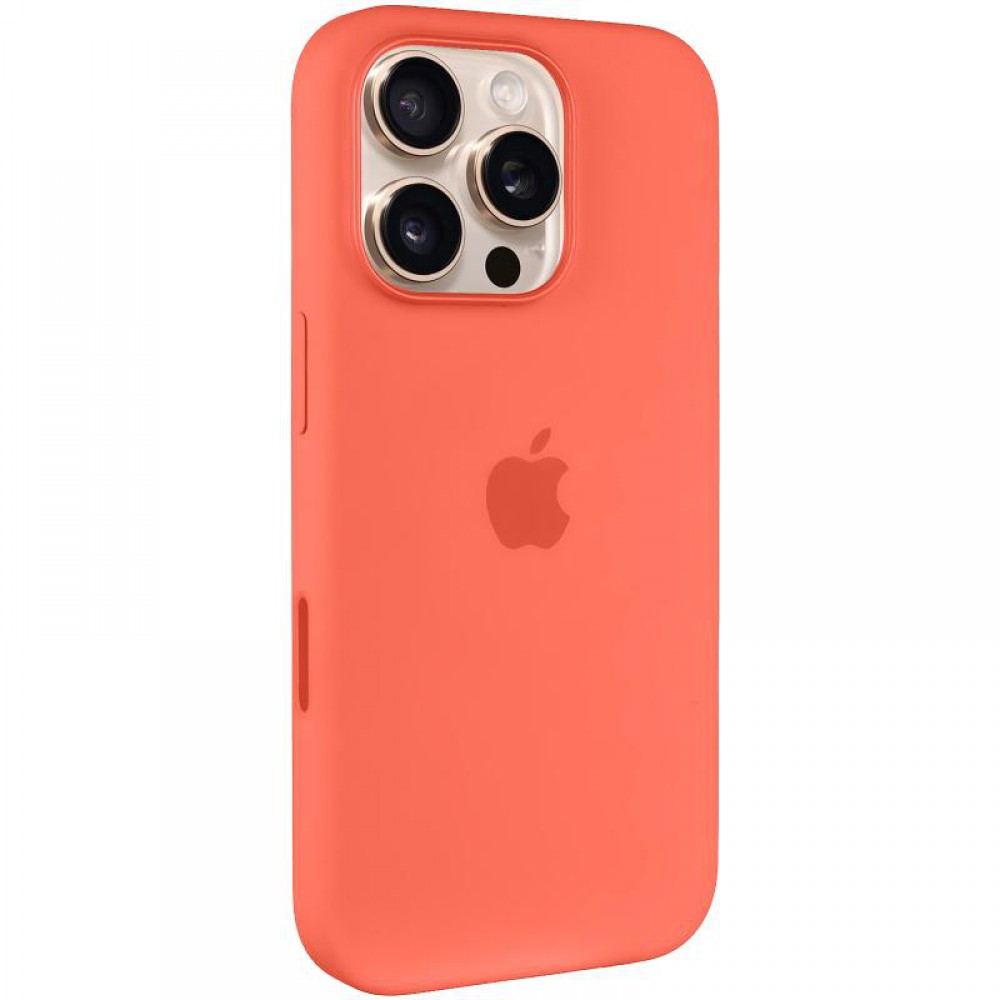 Чохол Silicone case (AAA) with Magsafe and Animation (button) для Apple iPhone 16 Pro Max (6.9") Tangerine