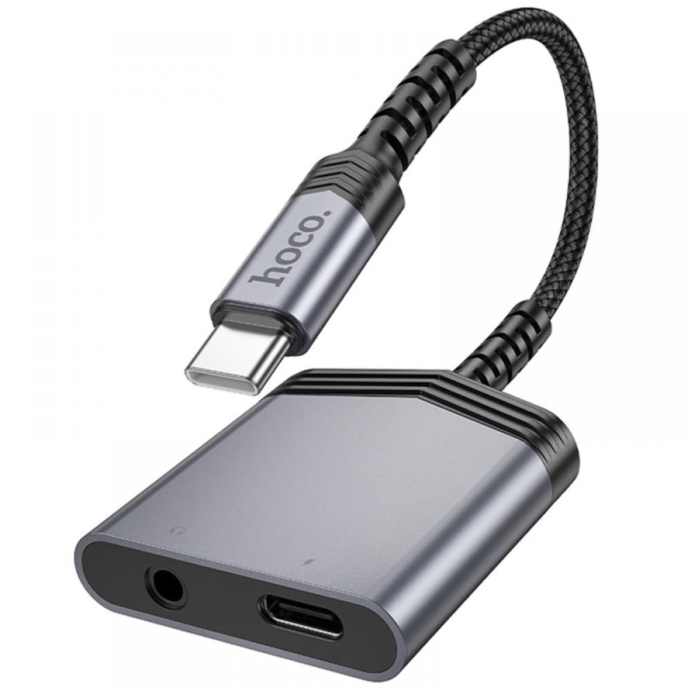 Перехідник Hoco LS39 Type-C to Type-C + 3.5mm Metal gray