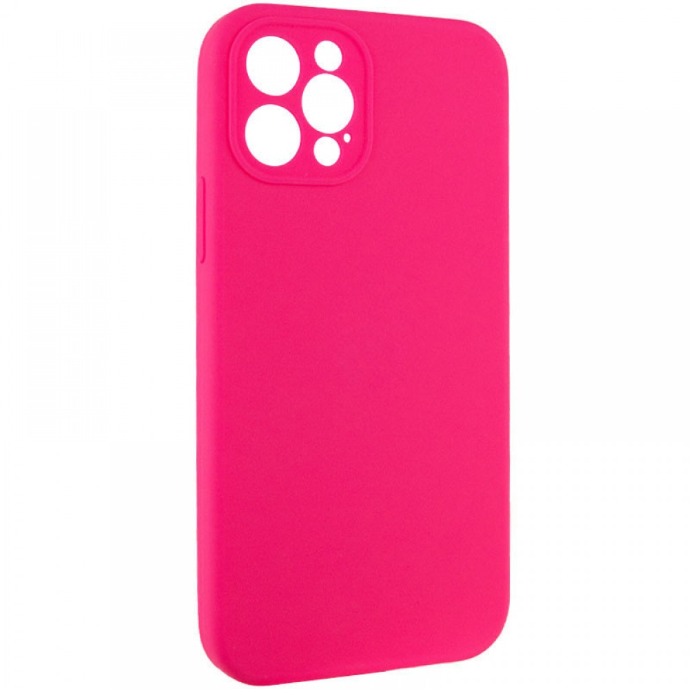 Чохол Silicone Case Full Camera Protective (AA) NO LOGO для Apple iPhone 12 Pro Max (6.7") Рожевий / Barbie pink