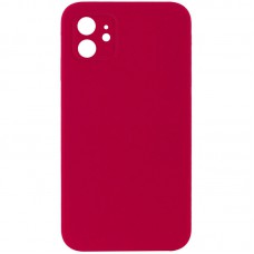 Silicone Case Square Full Camera Protective (AA) NOLOGO для Apple iPhone 11 (6.1") Червоний / Rose Red