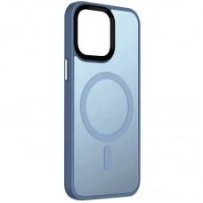 TPU+PC чохол Metal Buttons with MagSafe Colorful для Apple iPhone 13 (6.1") Блакитний