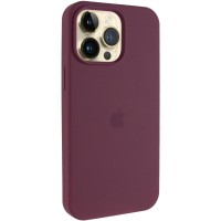 Чохол Silicone Case (AA) Logo with MagSafe для Apple iPhone 12 Pro Max (6.7") Бордовий / Plum