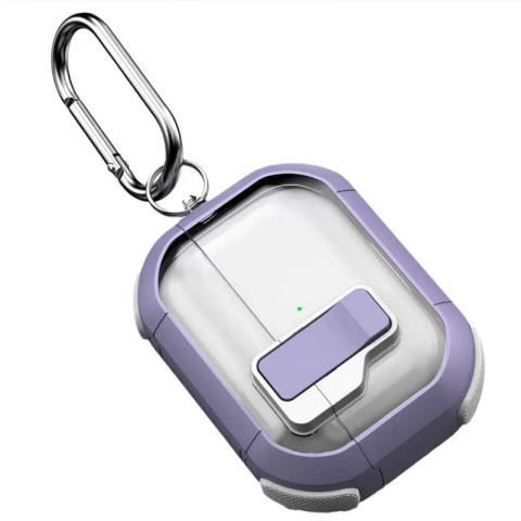 Футляр протиударний Locking Button для навушників Airpods Pro Light Purple