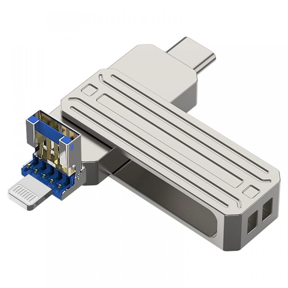 Флеш-накопичувач WIWU Wi-FD001 3in1 (USB-A/C/L) USB 3.0 — 64GB Silver