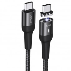 Дата кабель USAMS US-SJ466 U58 Type-C to Type-C 100W PD Fast Charge Magnetic Data Cable (1.5m) Чорний