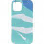 Чохол Silicone case full Aquarelle для Apple iPhone 12 Pro / 12 (6.1") Бирюзово-білий