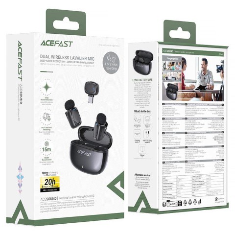 Петличний бездротовий мікрофон Acefast R2 Type-C Black