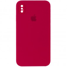 Чохол Silicone Case Square Full Camera Protective (AA) для Apple iPhone XS Max (6.5") Червоний / Rose Red