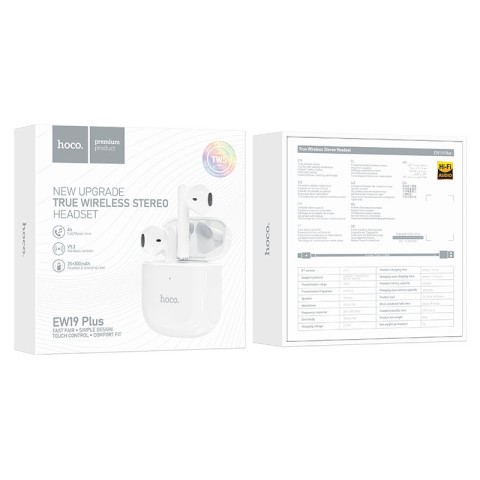 Бездротові TWS навушники Hoco EW19 Plus White