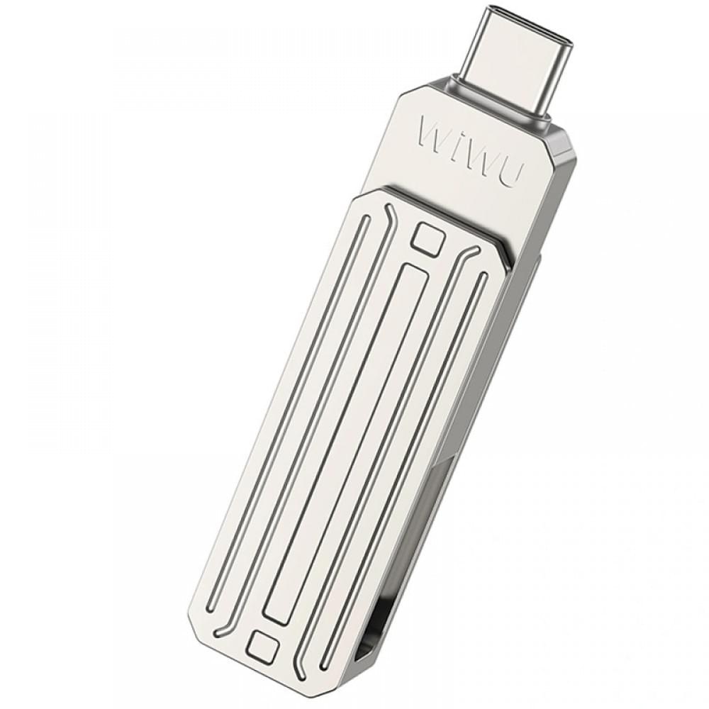 Флеш-накопичувач WIWU Wi-FD001 3in1 (USB-A/C/L) USB 3.0 — 64GB Silver