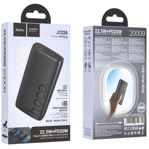 Портативний ЗП Power Bank Hoco J122A Respect 22.5W+PD20W 20000 mAh Black