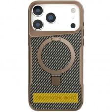 TPU+PC чохол Metal Buttons with MagSafe Carbon Ring для Apple iPhone 17 (6.3") Золотий