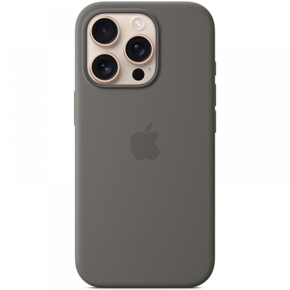 Чохол Silicone case (AAA) with Magsafe and Animation (button) для Apple iPhone 16 Pro (6.3") Stone Grey