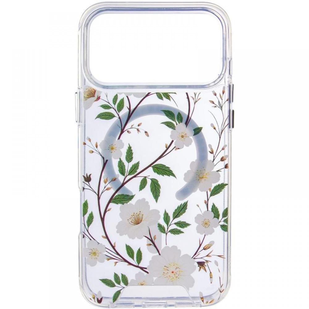 TPU+PC чохол Clear Garden with MagSafe для Apple iPhone 17 Pro (6.3") White Gardenia