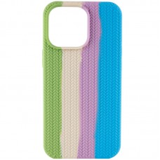 Чохол Silicone case Full Braided для Apple iPhone 13 (6.1") М'ятний / Блакитний