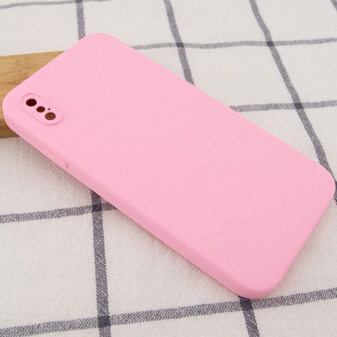Чохол Silicone Case Square Full Camera Protective (AA) NOLOGO для Apple iPhone XS Max (6.5") Рожевий / Light pink