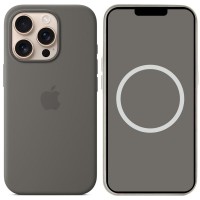 Чохол Silicone case (AAA) with Magsafe and Animation (button) для Apple iPhone 16 Pro (6.3") Stone Grey