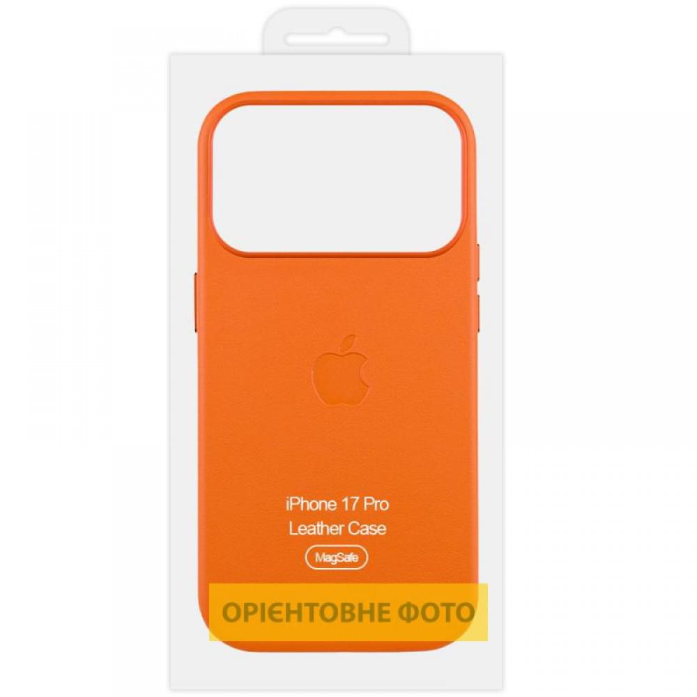 Чохол шкіряний Leather Case (AA) with MagSafe and Animation для Apple iPhone 17 Air (6.5") Orange
