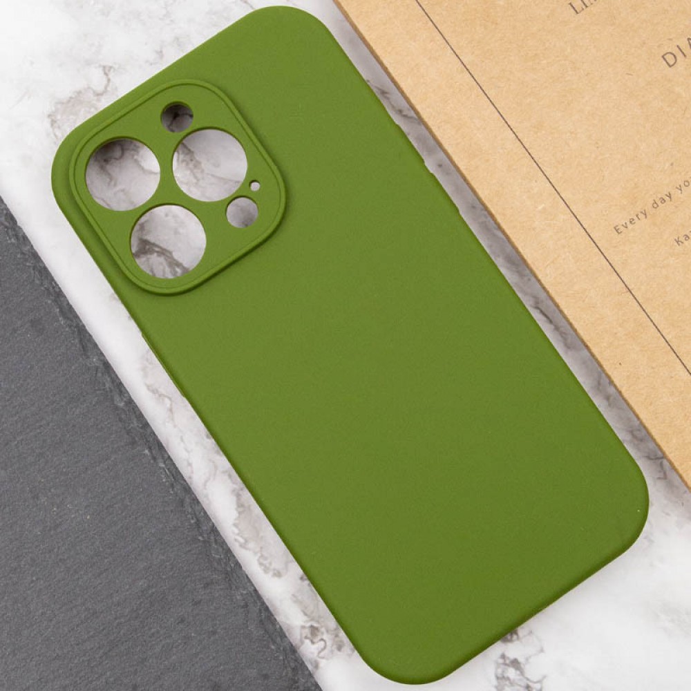 Чохол Silicone Case Full Camera Protective (AA) NO LOGO для Apple iPhone 15 Pro (6.1") Зелений / Dark Olive Чохол Silicone Case Full Camera Protective (AA) NO LOGO для Apple iPhone 15 Pro (6.1") Зелений / Dark Olive