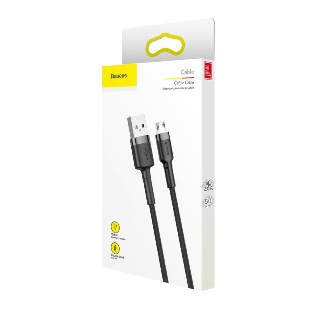 Дата кабель Baseus Cafule MicroUSB Cable 2.4A (1m) (CAMKLF-B) Сірий / Чорний