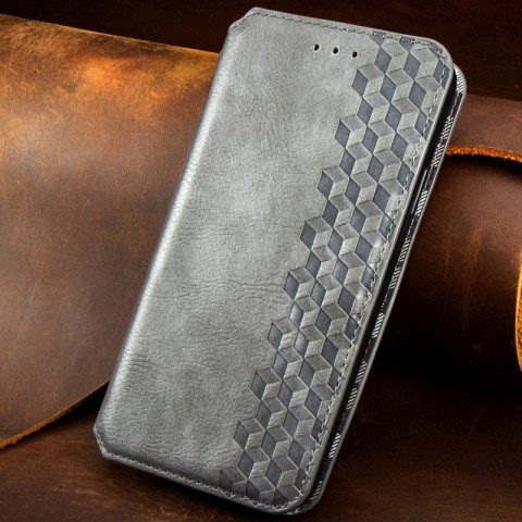 Шкіряний чохол-книжка GETMAN Cubic (PU) для Xiaomi Redmi 9A Сірий
